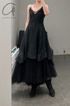 Marc Le Bihan Knitted Frill Tulle Dress Collection Two-layer Tulle French Handmade MLB-2104-HEI Black 2104